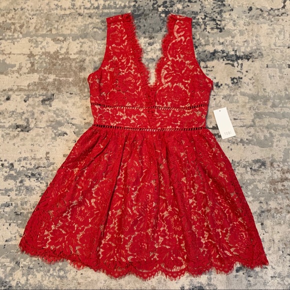Tobi Dresses & Skirts - Tobi Red Lace Midi Dress